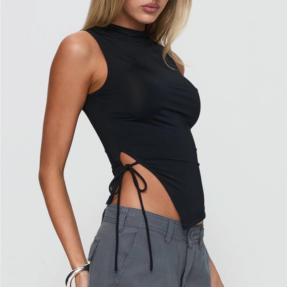 Solarah Tie Side Top Black - Picture 2 of 5